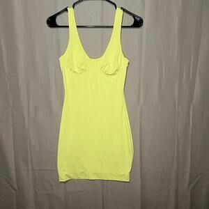 Neon yellow bodycon mini dress
